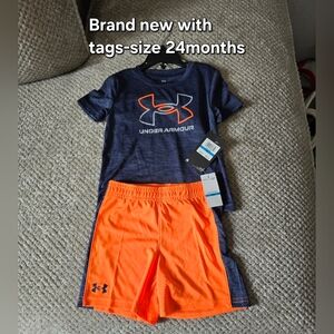 Under Armour Navy & Neon Orange Toddler Athletic Two-Piece Set